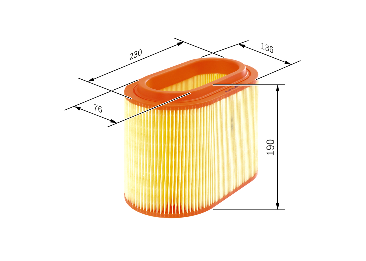 BOSCH Luftfilter f026400046 Filterindsats outer_diameter_mm_497|Yderdiameter [mm]|230 diameter_1_mm_341|Diameter 1 [mm]|170 width_mm_206|Bredde [mm]|1