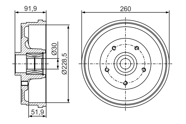 BOSCH Bremsetromle 0 986 477 283 bagaksel for DACIA
