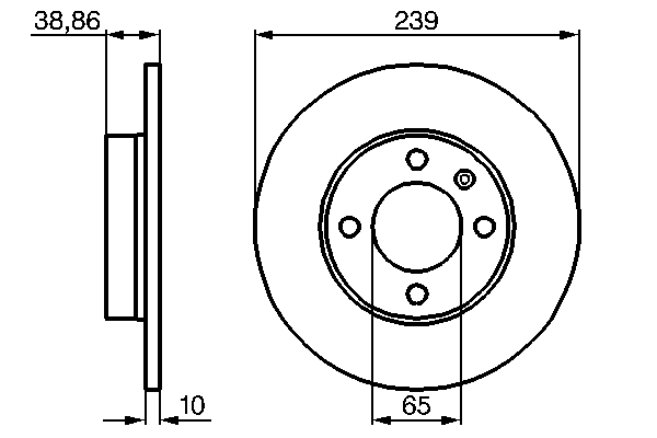 BOSCH Bremseskive 0986478010 fuld 239mm 10mm for VW