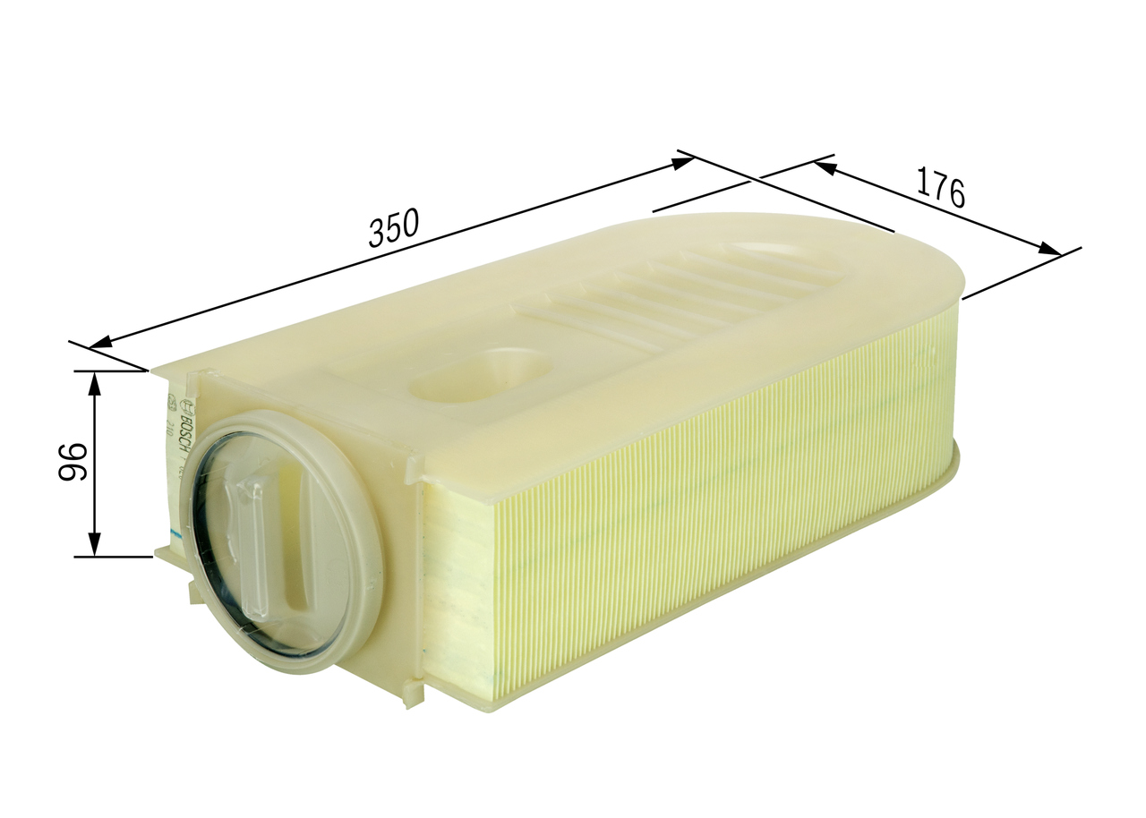 BOSCH Luftfilter f026400133 Filterindsats outer_diameter_mm_497|Yderdiameter [mm]|176 height_mm_209|Højde [mm]|80 length_mm_203|Længde [mm]|350 width_