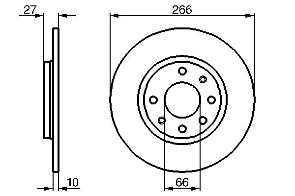 BOSCH Bremseskive 0986478090 fuld 266mm 10mm for PEUGEOT