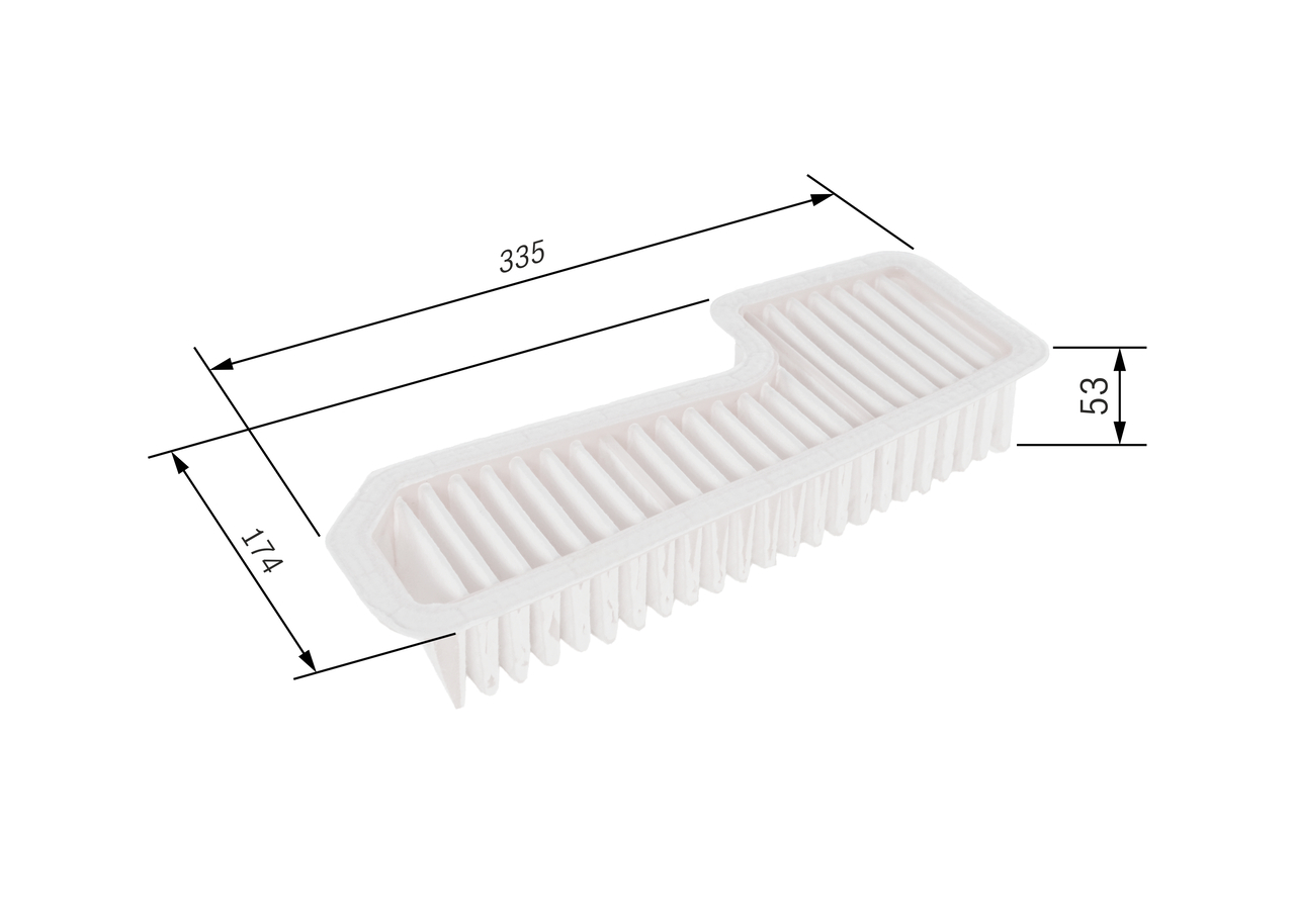 BOSCH Luftfilter f026400158 Filterindsats length_mm_203|Længde [mm]|335 width_mm_206|Bredde [mm]|174 height_mm_209|Højde [mm]|53 quantity_563|Mængde|1