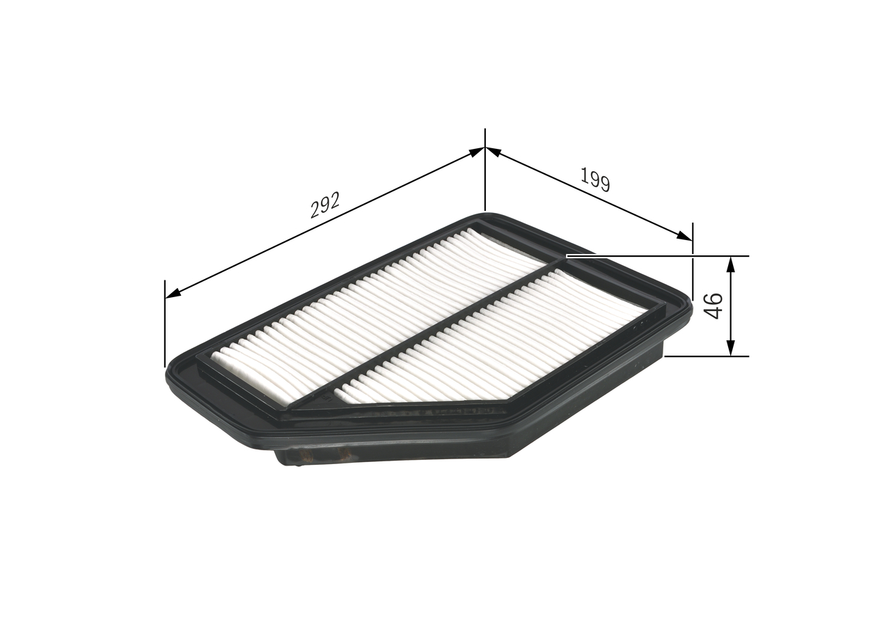 BOSCH Luftfilter f026400159 Filterindsats length_mm_203|Længde [mm]|295 width_mm_206|Bredde [mm]|199 height_mm_209|Højde [mm]|46 46mm for HONDA