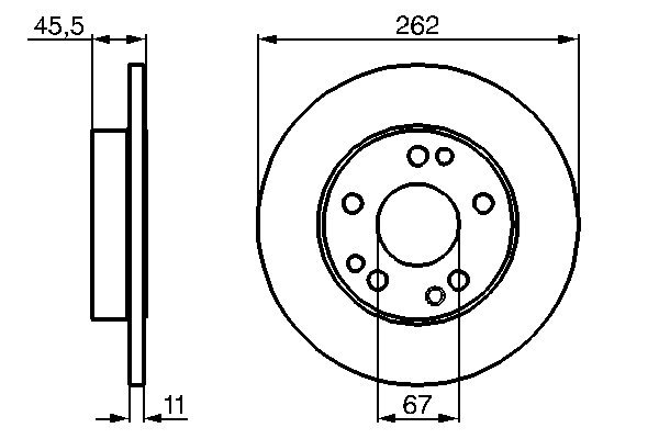 BOSCH Bremseskive 0986478114 fuld 262mm 11mm for MERCEDES-BENZ
