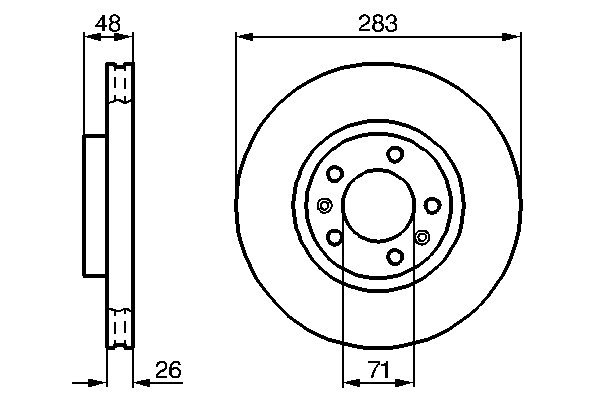 BOSCH Bremseskive 0986478125 ventileret 283mm 26mm for VAUXHALL PEUGEOT
