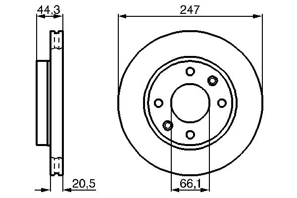BOSCH Bremseskive 0986478211 ventileret 248mm 20mm for PEUGEOT