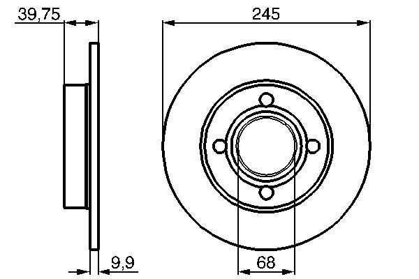 BOSCH Bremseskive 0986478216 fuld 245mm 10mm for VW