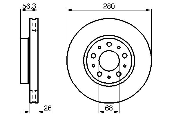 BOSCH Bremseskive 0986478298 ventileret 280mm 26mm for VOLVO