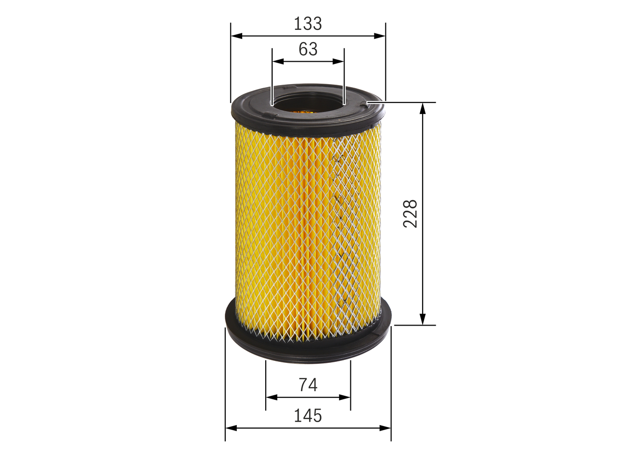 BOSCH Luftfilter f026400199 Filterindsats outer_diameter_mm_497|Yderdiameter [mm]|145 diameter_1_mm_341|Diameter 1 [mm]|63 width_mm_206|Bredde [mm]|13