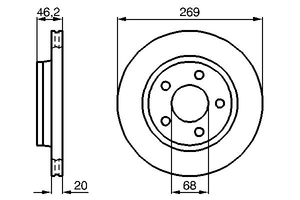 BOSCH Bremseskive 0986478316 ventileret 269mm 20mm for VW