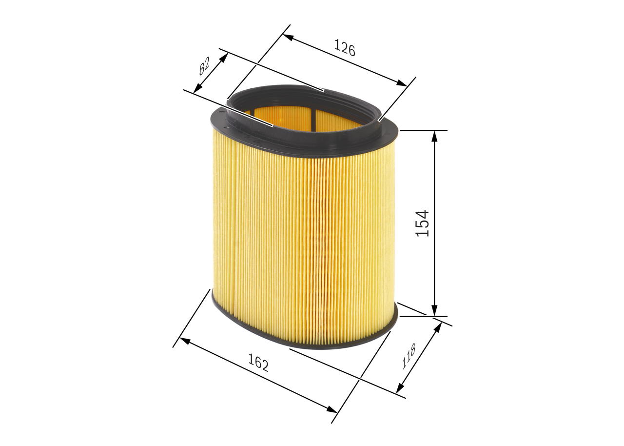 BOSCH Luftfilter f026400213 Filterindsats outer_diameter_mm_497|Yderdiameter [mm]|161,8 diameter_1_mm_341|Diameter 1 [mm]|126,2 width_mm_206|Bredde [m
