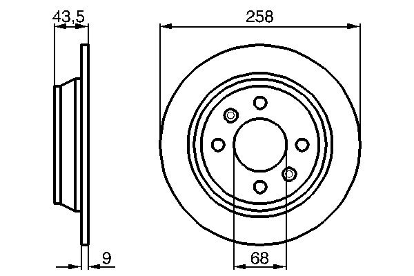 BOSCH Bremseskive 0986478374 fuld 258mm 9mm for SAAB