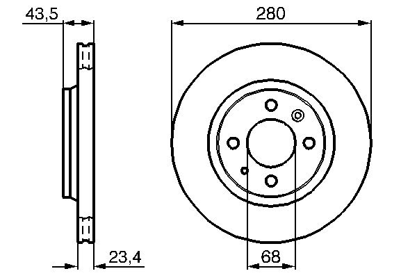BOSCH Bremseskive 0986478375 ventileret 280mm 23mm for SAAB