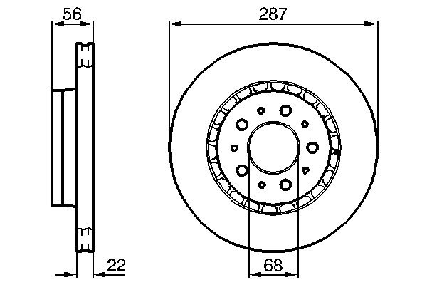BOSCH Bremseskive 0986478388 ventileret 287mm 22mm for VOLVO
