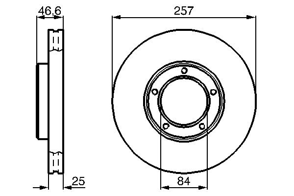 BOSCH Bremseskive 0986478397 ventileret 257mm 25mm for TOYOTA VW