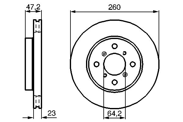 BOSCH Bremseskive 0986478415 ventileret 260mm 23mm for HONDA