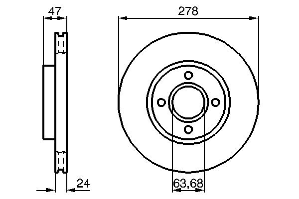 BOSCH Bremseskive 0986478427 ventileret 278mm 24mm for FORD