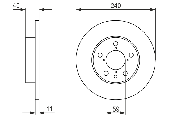 BOSCH Bremseskive 0986478444 fuld 240mm 11mm for FIAT