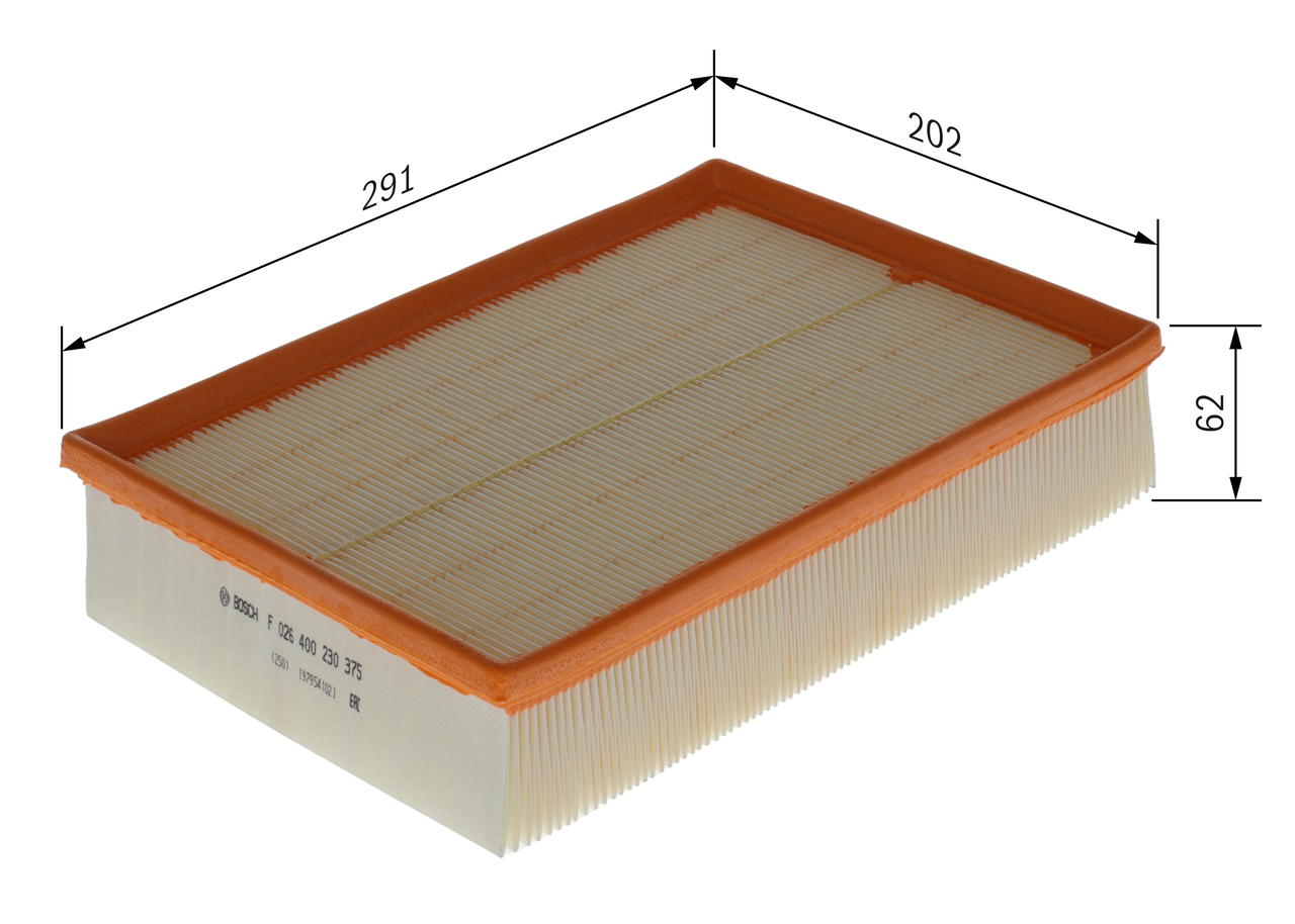 BOSCH Luftfilter f026400230 Filterindsats length_mm_203|Længde [mm]|293 width_mm_206|Bredde [mm]|202 height_mm_209|Højde [mm]|80 80mm for OPEL VAUXHA