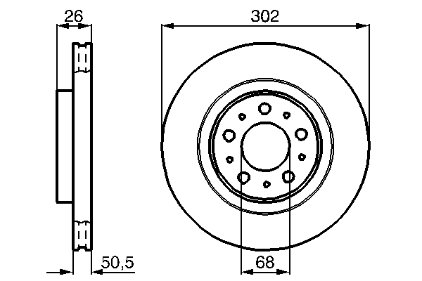 BOSCH Bremseskive 0986478454 ventileret 302mm 26mm for VOLVO