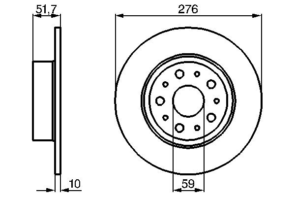 BOSCH Bremseskive 0986478463 fuld 276mm 10mm for LANCIA FIAT