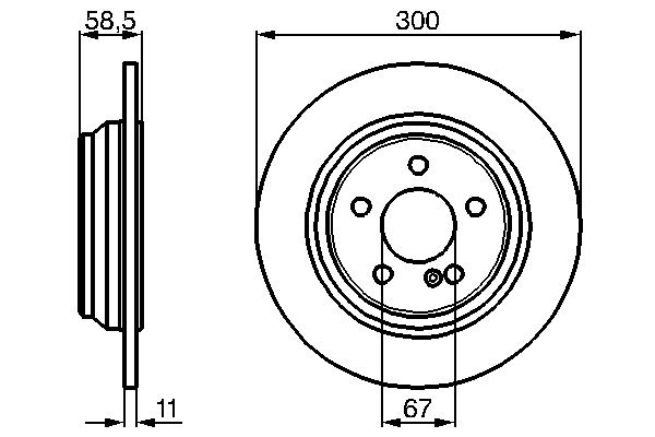 BOSCH Bremseskive 0986478472 fuld 300mm 11mm for MERCEDES-BENZ