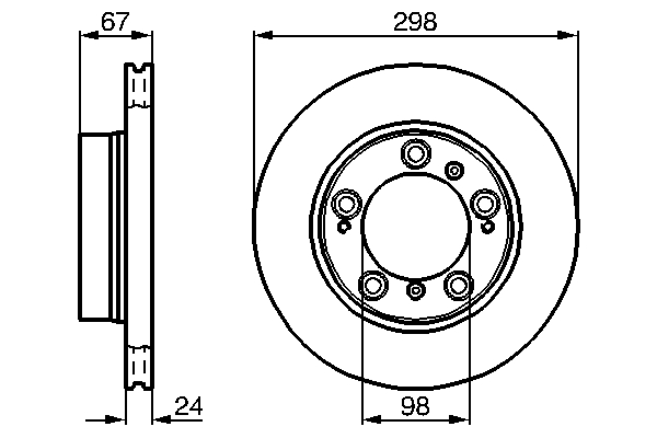 BOSCH Bremseskive 0986478477 ventileret 298mm 24mm for PORSCHE