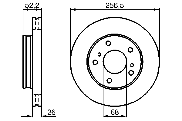 BOSCH Bremseskive 0986478485 ventileret 257mm 26mm for NISSAN