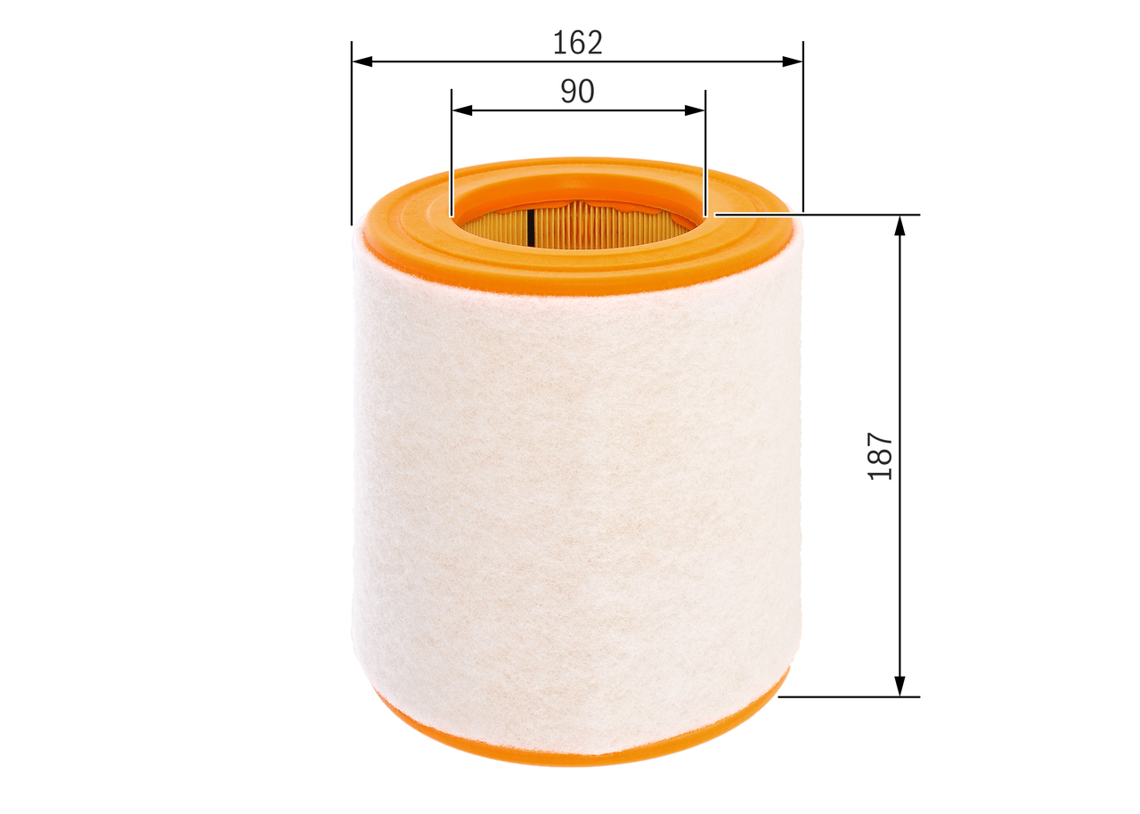 BOSCH Luftfilter f026400261 Filterindsats outer_diameter_mm_497|Yderdiameter [mm]|162 width_mm_206|Bredde [mm]|162 height_mm_209|Højde [mm]|188 quanti