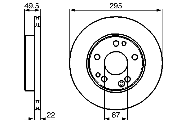 BOSCH Bremseskive 0986478525 indvendig ventileret 295mm 22mm for MERCEDES-BENZ