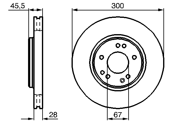 BOSCH Bremseskive 0986478526 indvendig ventileret 300mm 28mm for MERCEDES-BENZ