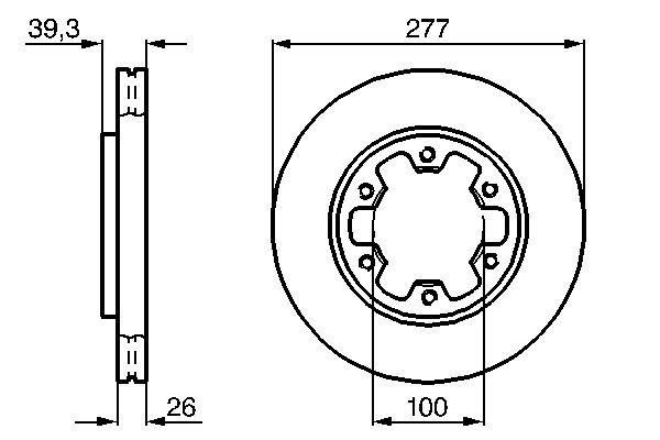 BOSCH Bremseskive 0986478532 indvendig ventileret 277mm 26mm for FORD NISSAN