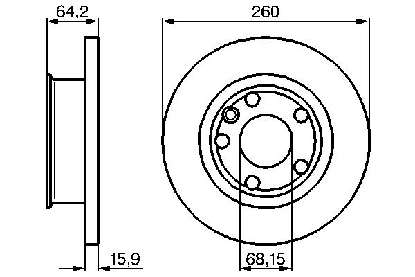 BOSCH Bremseskive 0986478547 fuld 260mm 16mm for VW