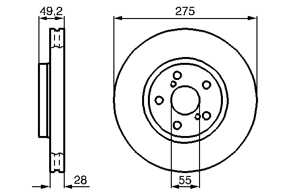 BOSCH Bremseskive 0986478583 indvendig ventileret 275mm 28mm for TOYOTA