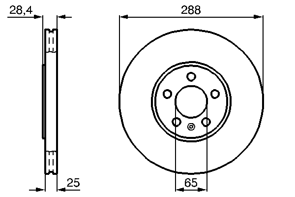 BOSCH Bremseskive 0986478619 ventileret 288mm 25mm for VW