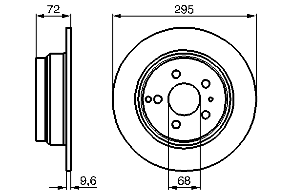 BOSCH Bremseskive 0 986 478 628 fuld 295mm 10mm for VOLVO