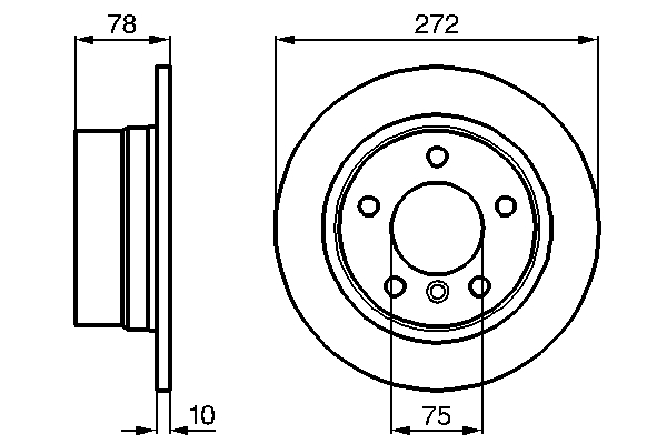 BOSCH Bremseskive 0986478641 fuld 272mm 10mm for BMW