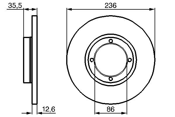 BOSCH Bremseskive 0986478712 fuld 236mm 13mm for DAEWOO