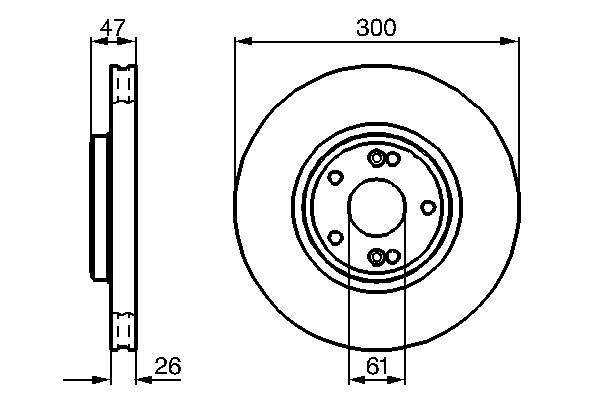 BOSCH Bremseskive 0986479b47 ventileret 300mm 26mm for RENAULT