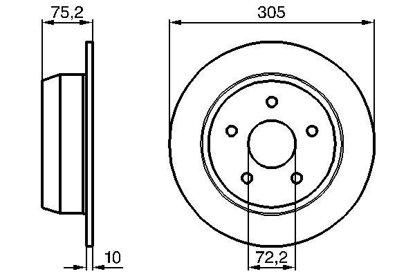 BOSCH Bremseskive 0986478771 fuld 305mm 10mm for JEEP