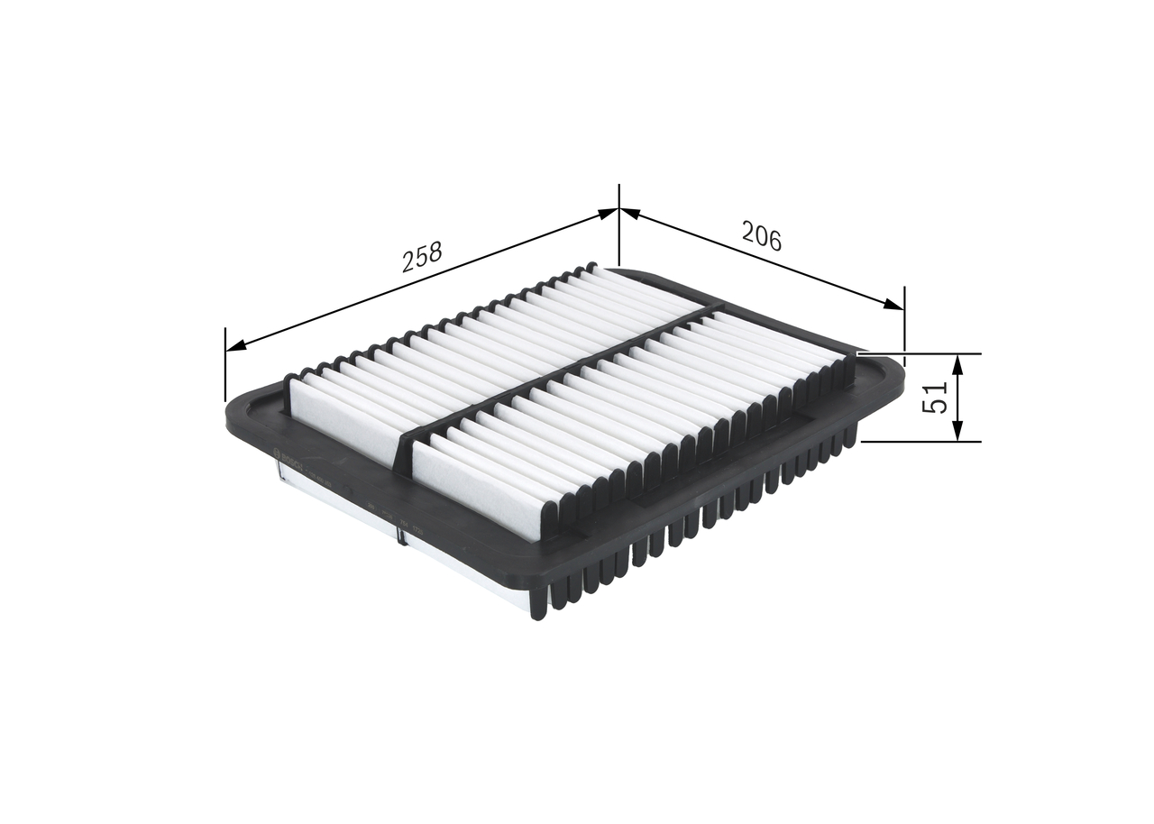 BOSCH Luftfilter f026400353 Filterindsats length_mm_203|Længde [mm]|256 width_mm_206|Bredde [mm]|207 height_mm_209|Højde [mm]|56 quantity_563|Mængde|1