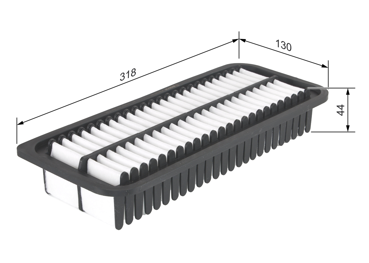 BOSCH Luftfilter f026400359 Filterindsats length_mm_203|Længde [mm]|318 width_mm_206|Bredde [mm]|130 height_mm_209|Højde [mm]|44 44mm for TOYOTA DAIH