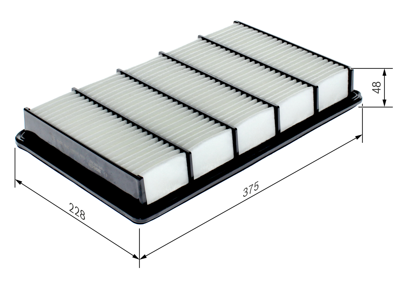 BOSCH Luftfilter f026400362 Filterindsats length_mm_203|Længde [mm]|228 width_mm_206|Bredde [mm]|228 height_mm_209|Højde [mm]|49 49mm for MAZDA