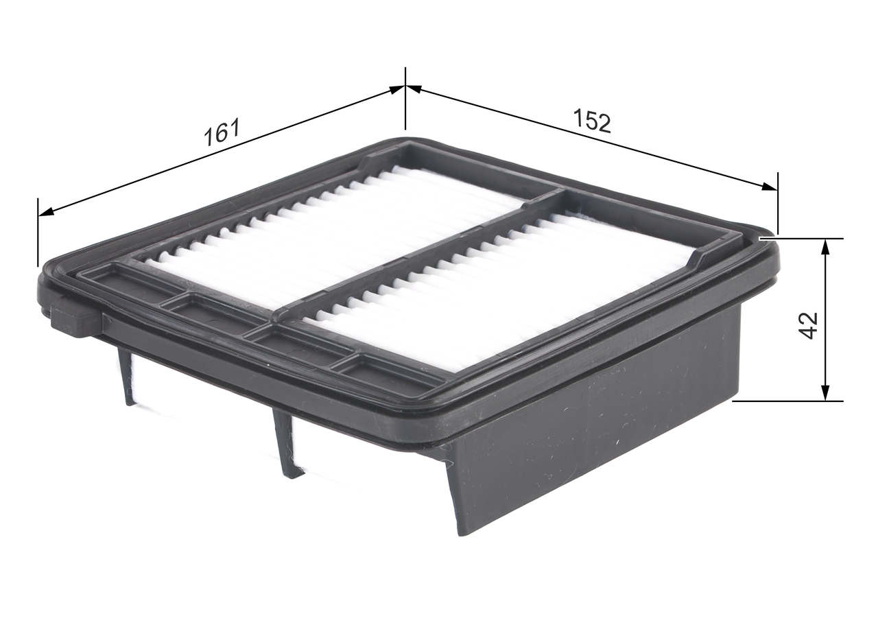 BOSCH Luftfilter f026400363 Filterindsats length_mm_203|Længde [mm]|168 width_mm_206|Bredde [mm]|152 height_mm_209|Højde [mm]|46 46mm for HONDA