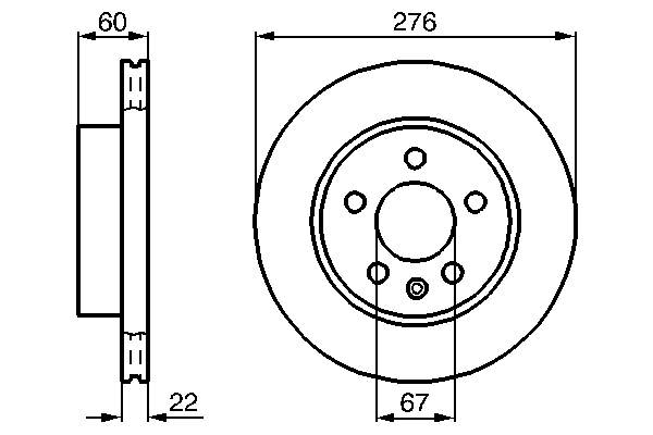 BOSCH Bremseskive 0986479b53 ventileret 276mm 22mm for MERCEDES-BENZ