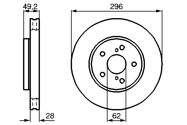 BOSCH Bremseskive 0986478968 ventileret 296mm 28mm for LEXUS TOYOTA