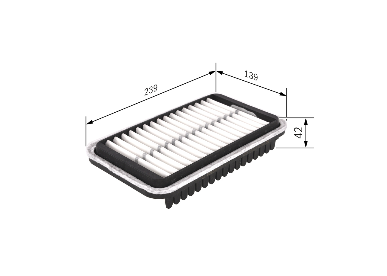 BOSCH Luftfilter f026400418 Filterindsats length_mm_203|Længde [mm]|234 width_mm_206|Bredde [mm]|134 height_mm_209|Højde [mm]|42 42mm for CHEVROLET S