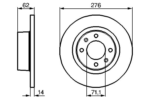 BOSCH Bremseskive 0986478981 fuld 276mm 14mm for PEUGEOT