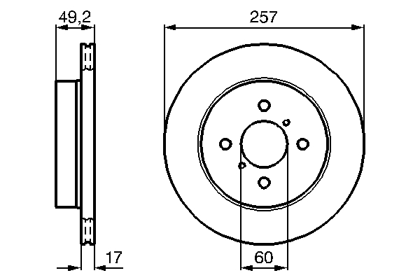 BOSCH Bremseskive 0986478984 ventileret 257mm 17mm for SUZUKI