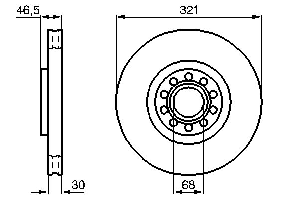 BOSCH Bremseskive 0986478985 indvendig ventileret 320mm 30mm for VW